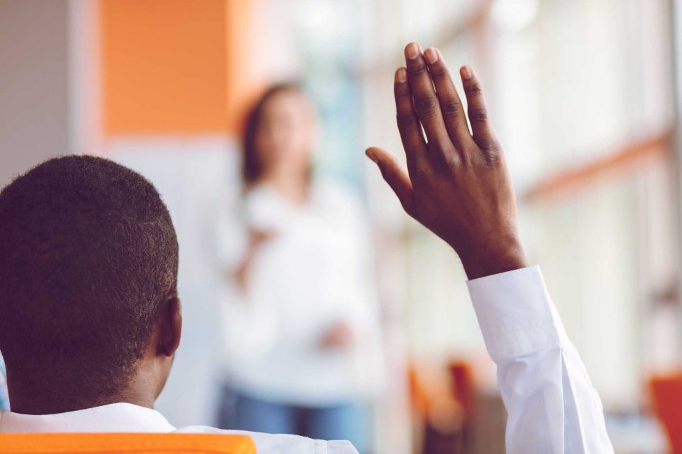 Student raising hand